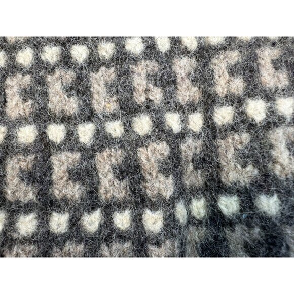 Vintage Traverse Bay Woolen Co. 100% Pure Wool Checkerboard Sweater Gray Tan - Picture 9 of 12